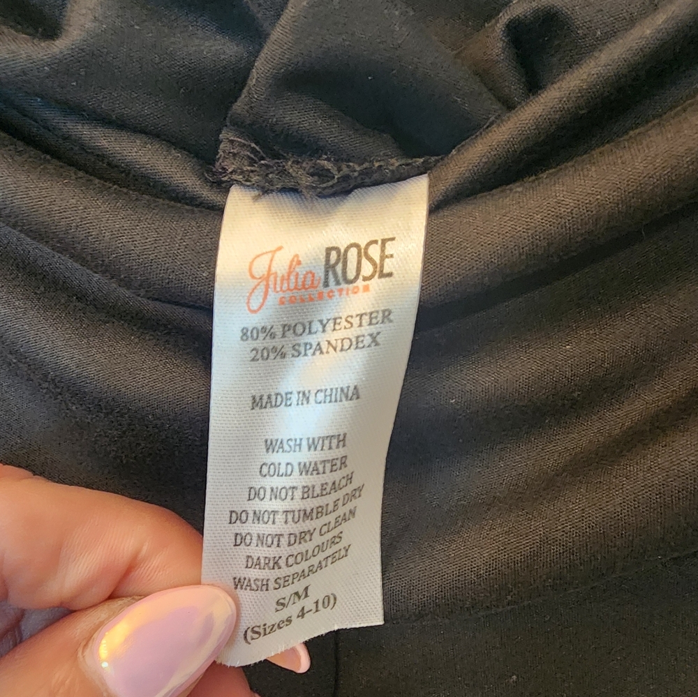 Julia Rose Black Gaucho Tummy Control High Waisted Pants OS‎ NWOT - Picture 2 of 5